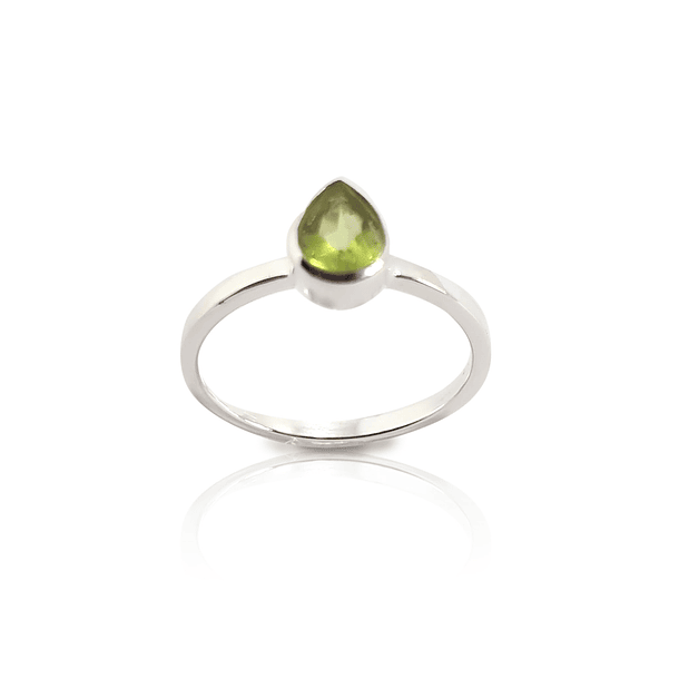 Anillo Meena Gota Peridot Plata Fina 925