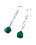 Aros Gota Jade Colgante Gancho Plata Fina 925