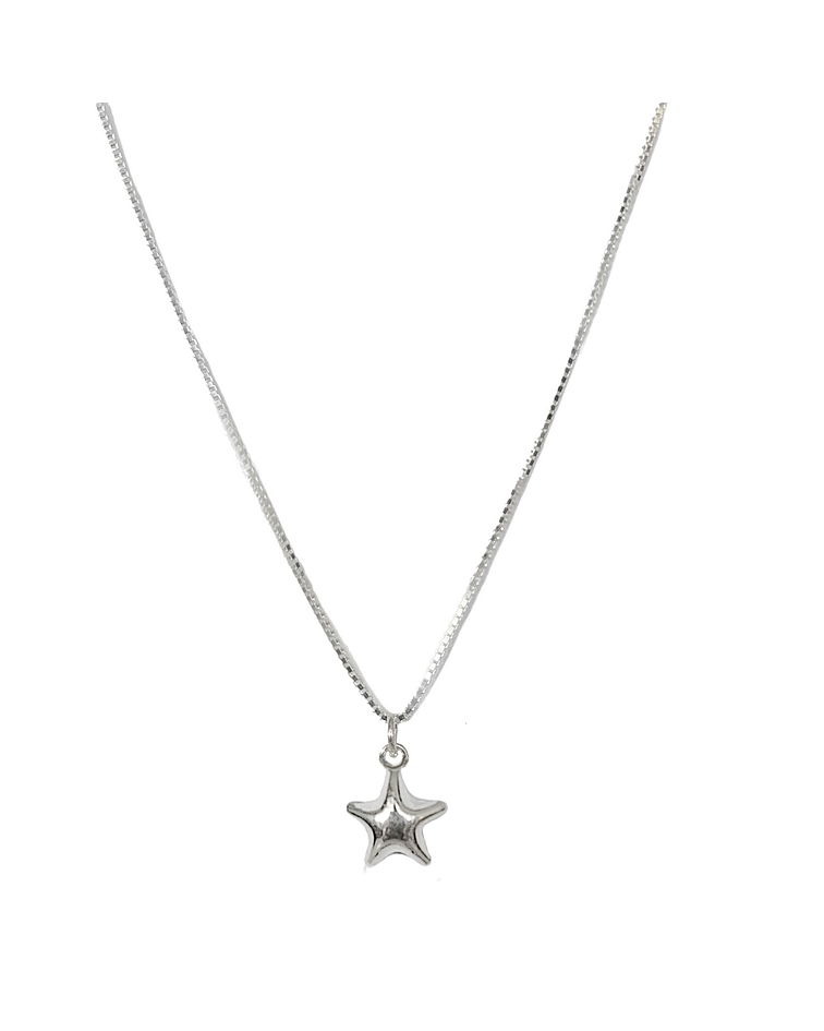 Collar Mini Estrella Inflada Plata Fina 925