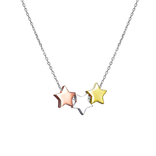 Collar Triada Estrellas Bañadas Plata Fina 925