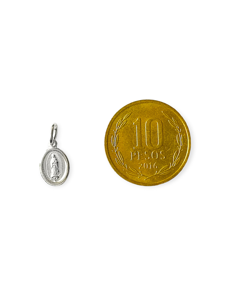 Colgante Medalla Mini Virgen De Guadalupe 7mm Plata Fina 925
