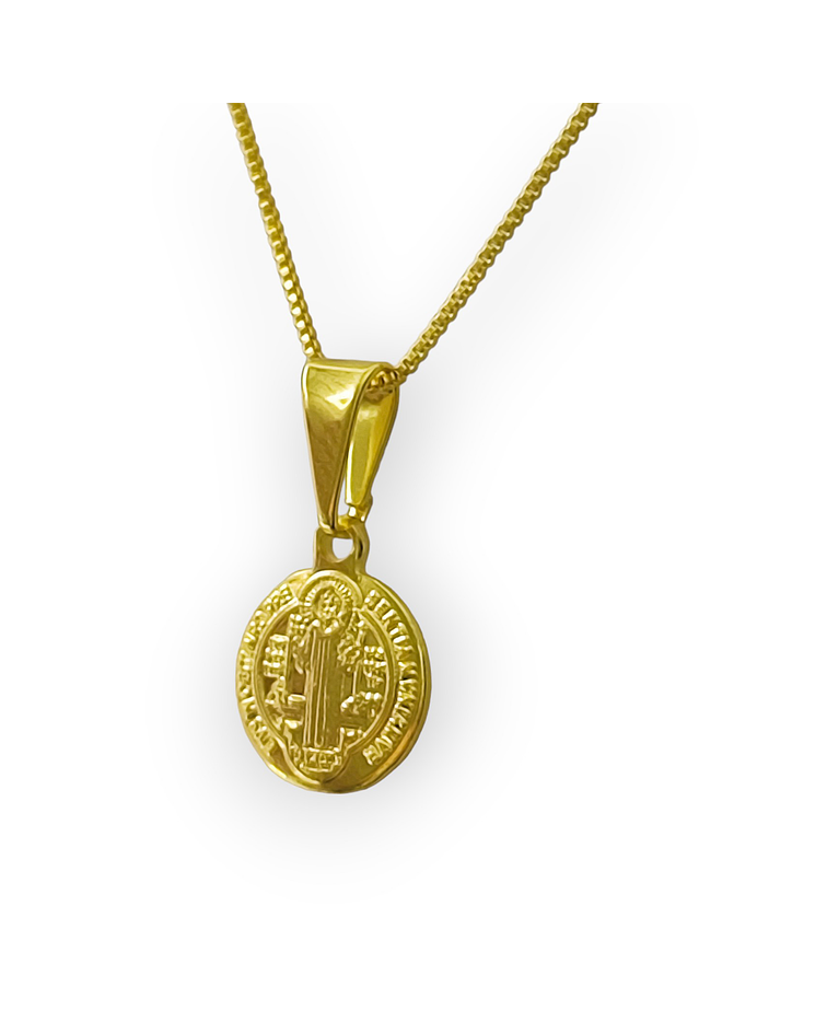 Collar Medalla San Benito Veneciana Enchapado Oro 18K