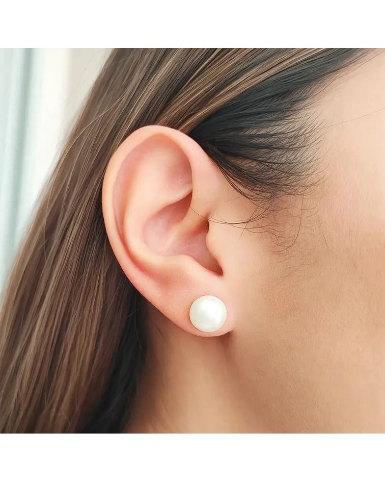 Orecchini Pendenti In Argento 925 Con Perla Finta Conchiglia Grigio Scuro - Qualità AAA - 2