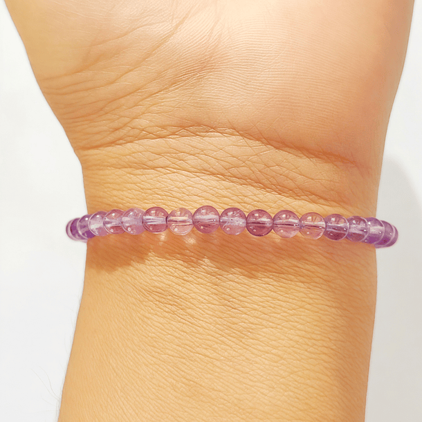 Pulsera Amatista 4mm Cordón Morado Plata Fina 925 Ajustable 3