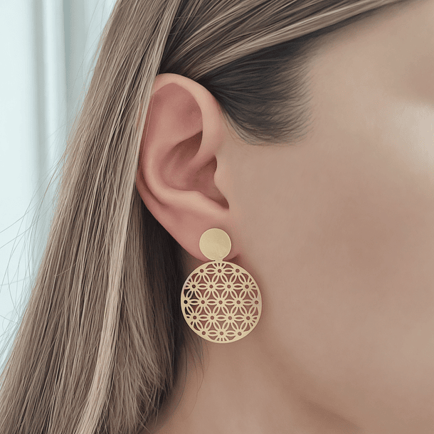 Aros Flor De Vida Enchapado Oro 18K 3