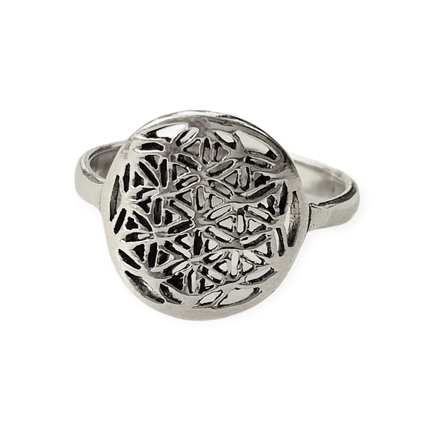 Anillo Flor De La Vida Círculo Plata Fina 925