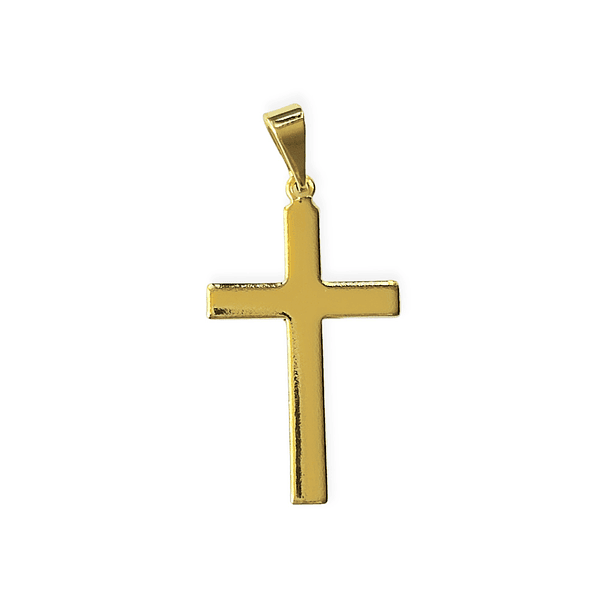 Colgante Cruz Plana Lisa Enchapado Oro 18K