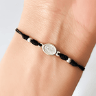 Pulsera Virgen De Los Rayos Plata Fina 925 Cordón Negro 2