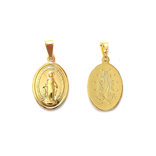 Colgante Medalla Virgen de los Rayos 14mm Enchapado Oro 18K