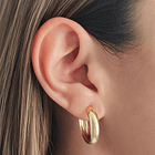 Aros Argollas Bote Medianas 22mm Enchapado Oro 18 K 3