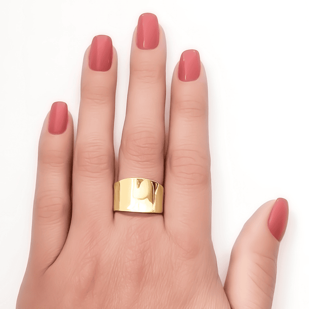 Anillo Lorena Cóncavo Liso Enchapado Oro 18K