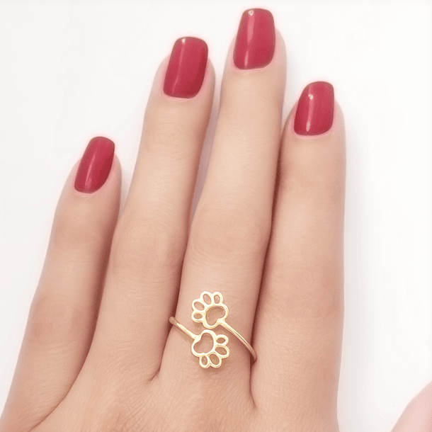 Anillo Huella Perro Enchapado Oro 18K 2