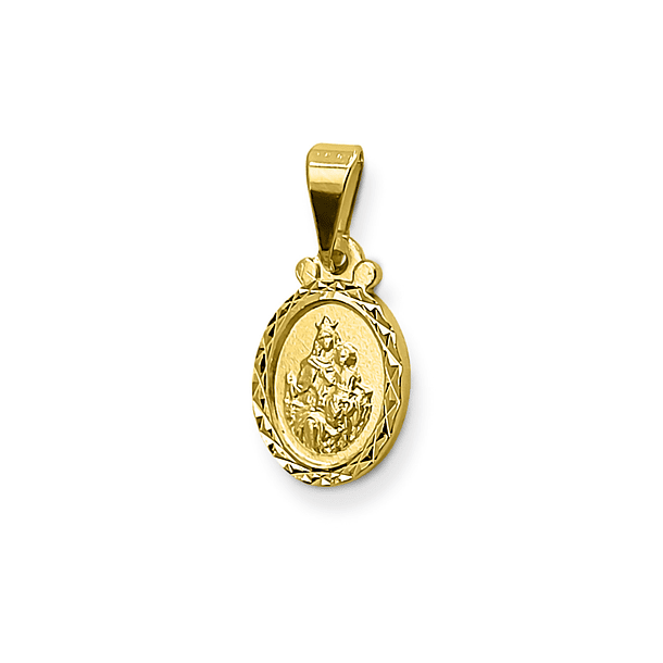 Colgante Medalla Virgen Del Carmen 11mm Borde Ovalada Enchapado Oro 18K