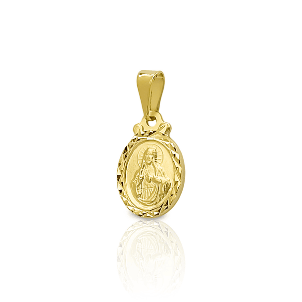 Colgante Medalla Sagrado Corazón 11mm Borde Ovalado Enchapado Oro 18K