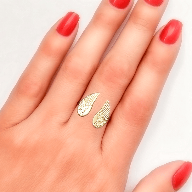 Anillo 2 Alas Adaptable Enchapado Oro 18K