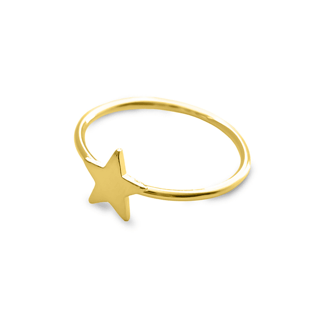 Anillo Estrella Plana Enchapado Oro 18K  3