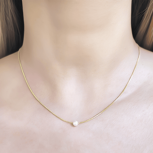 Collar Perla Isabella 4mm Enchapado Oro 18K