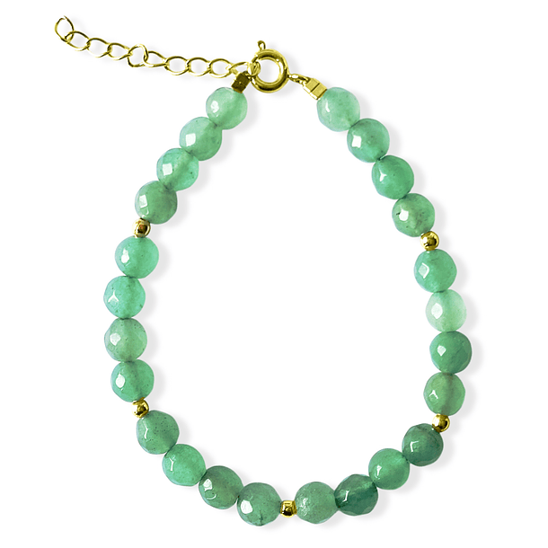 Pulsera Jade Facetada 6mm Enchapado Oro 18 K