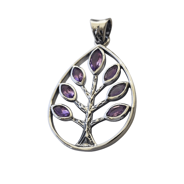 Colgante Árbol De La Vida Amatista Plata Fina 925 3