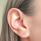 Aros Circón Rosado Grifas 4mm Plata Fina 925 2