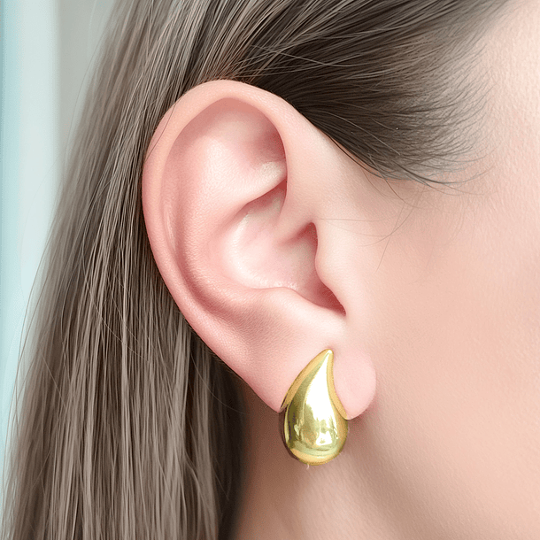 Aros Gota Clip Enchapado Oro 18K