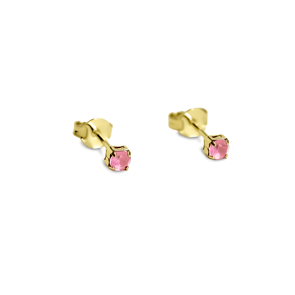 Aros Circón 2mm Rosado Enchapado Oro 18K