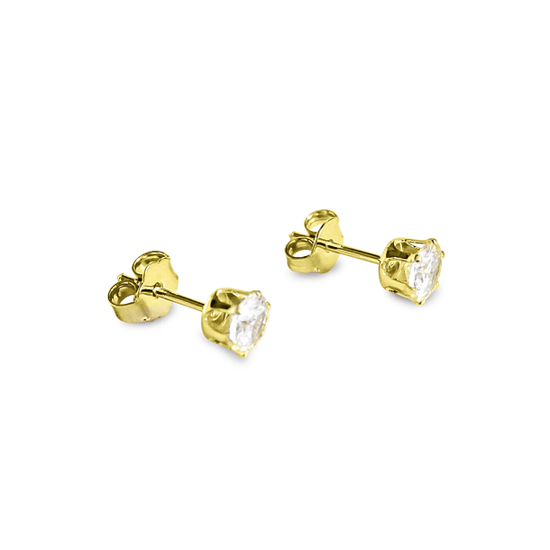 Aros Circón Redondo 5mm Enchapado Oro 18K