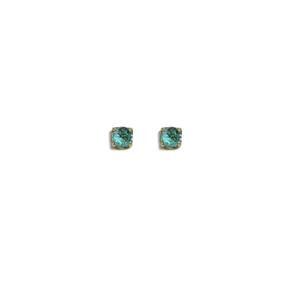 Aros Cuadrado Circón Verde 4mm Enchapado Oro 18K 3