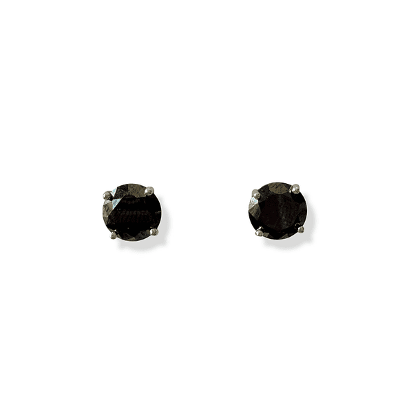 Aros Circón Negro 8mm Grifas Plata Fina 925