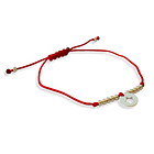 Pulsera Círculo Estrella Bolitas Plata Fina 925 Cordón Rojo 3