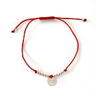 Pulsera Círculo Luna Estrella Bolitas Plata Fina 925 Cordón Rojo  1