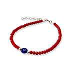 Pulsera Ojo Turco Cristal Azul Cristal Rojo Plata Fina 925 1