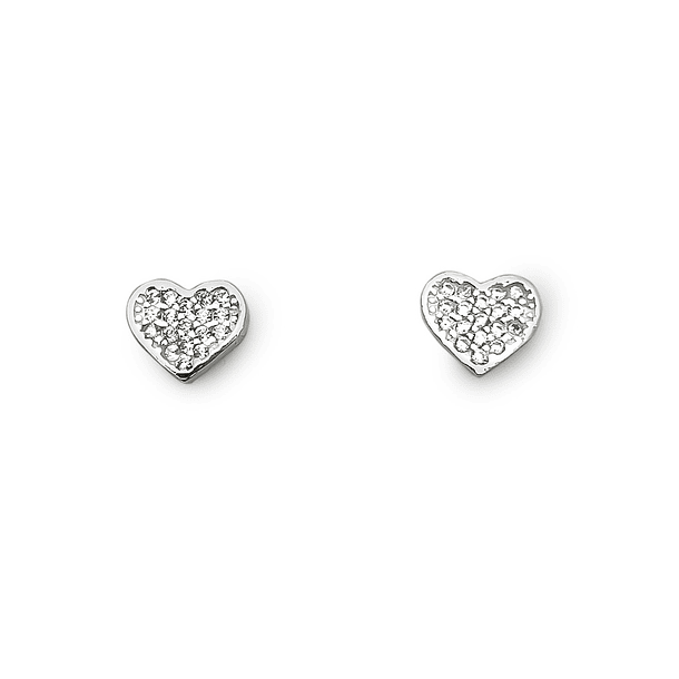 Aros Corazón Circón Plata Fina 925