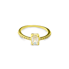 Anillo Solitario Circón Rectangular Enchapado Oro 18K 1