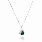 Collar Tulipán Circón Verde Plata Fina 925  1