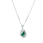 Collar Tulipán Circón Verde Plata Fina 925  3