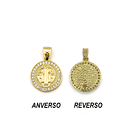 Colgante Medalla San Benito Circón 15mm Enchapado Oro 18K 3