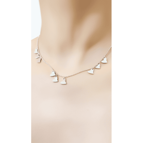 Collar 9 Corazones Plata Fina 925 3