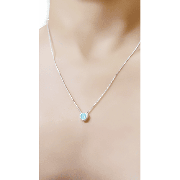 Collar Corazón Punto De Luz Circón Redondo Plata Fina 925 3