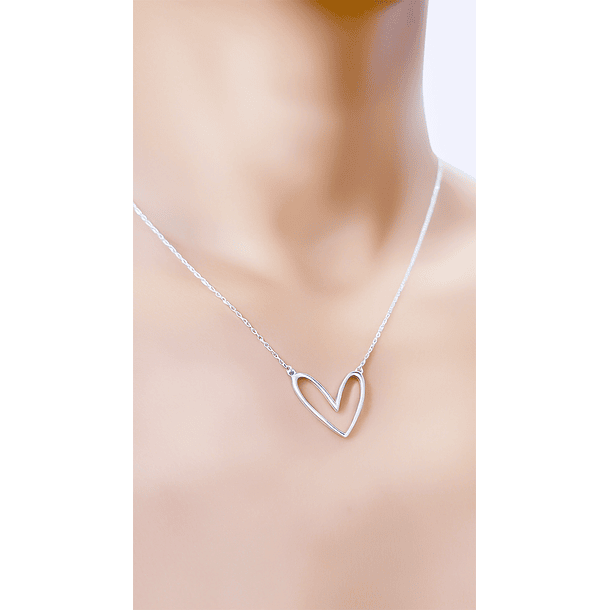 Collar Corazón Calado Plata Fina 925 5