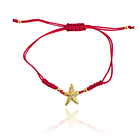 Pulsera Estrella De Mar Satinada Enchapada Oro 18K Cordón Rojo 1