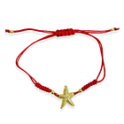 Pulsera Estrella De Mar Satinada Enchapada Oro 18K Cordón Rojo 3