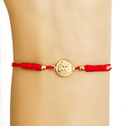 Pulsera Medalla San Miguel Arcángel Enchapado Oro 18K Cordón Rojo   2