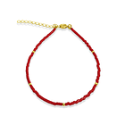 Pulsera Miyuki Roja Bolitas Enchapadas Oro 18K 3