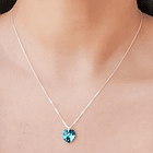 Collar Corazón Cristal Austríaco Azul Bermuda Plata Fina 925 2