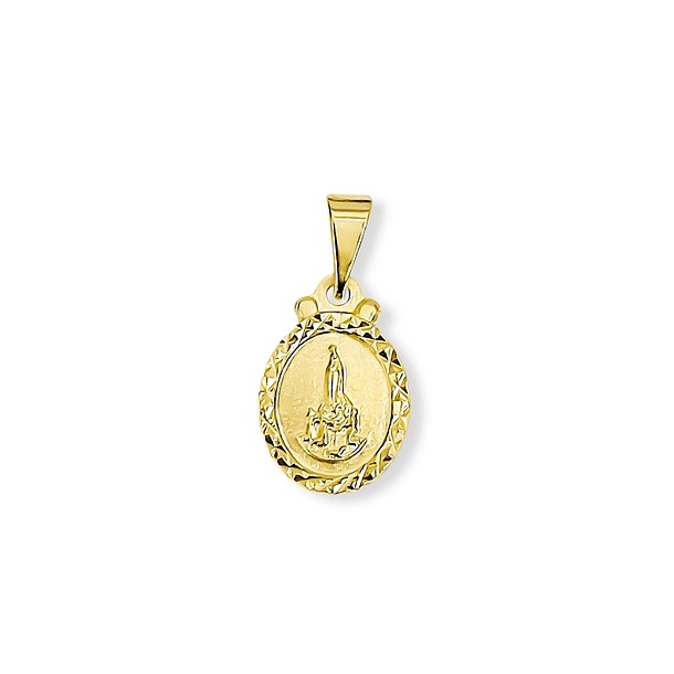Colgante Medalla Virgen Fátima 12mm Ovalado Borde Enchapado Oro 18K 2