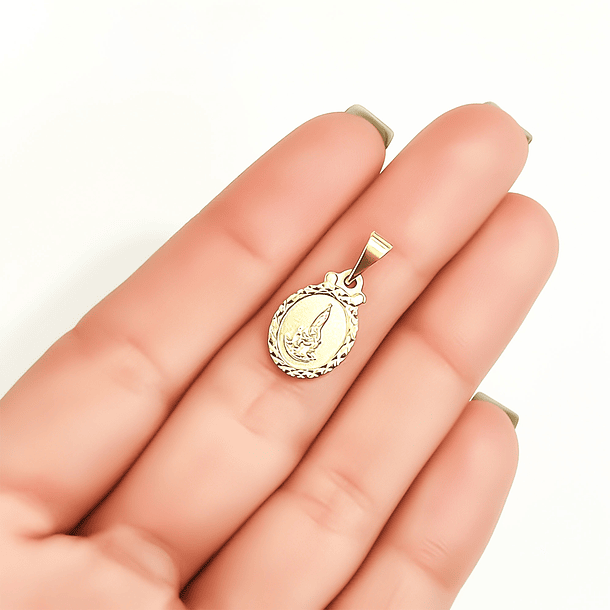 Colgante Medalla Virgen Fátima 12mm Ovalado Borde Enchapado Oro 18K 5