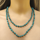Collar Perlas De Río Magan Verde 120cm 2