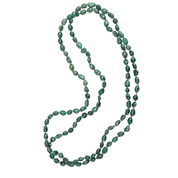 Collar Perlas De Río Magan Verde 120cm 3
