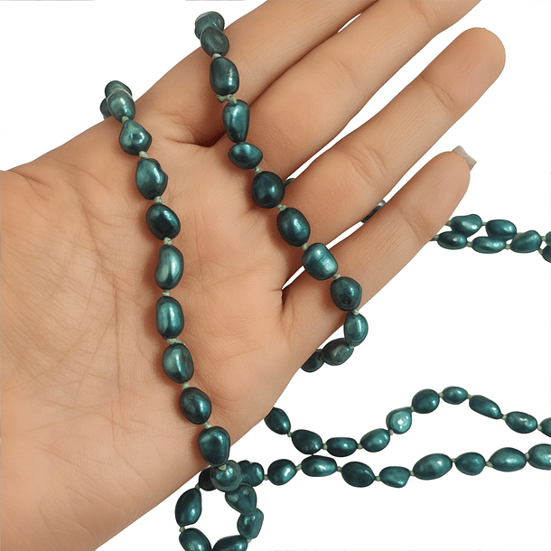 Collar Perlas De Río Magan Verde 120cm 4